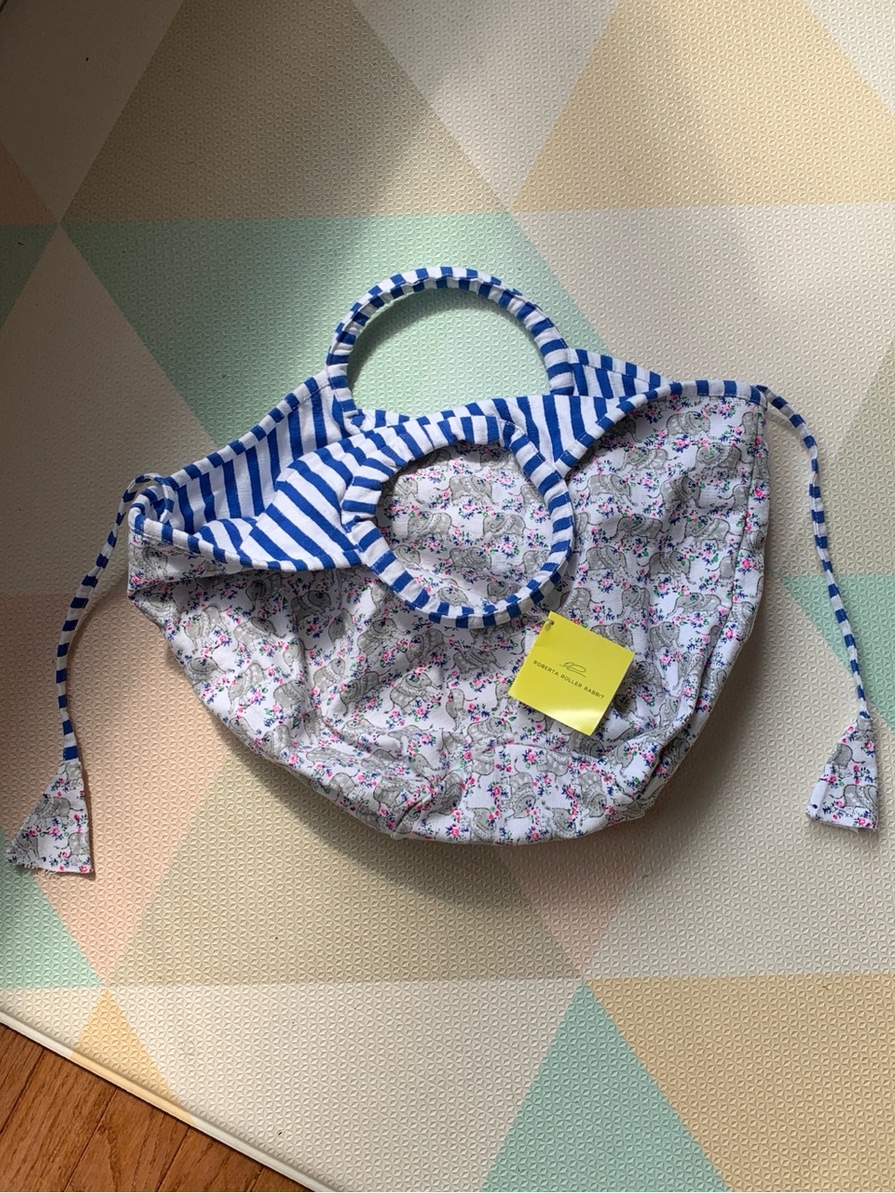 Roller Rabbit Floral & Blue Stripe Women’s Tote Bag NWT